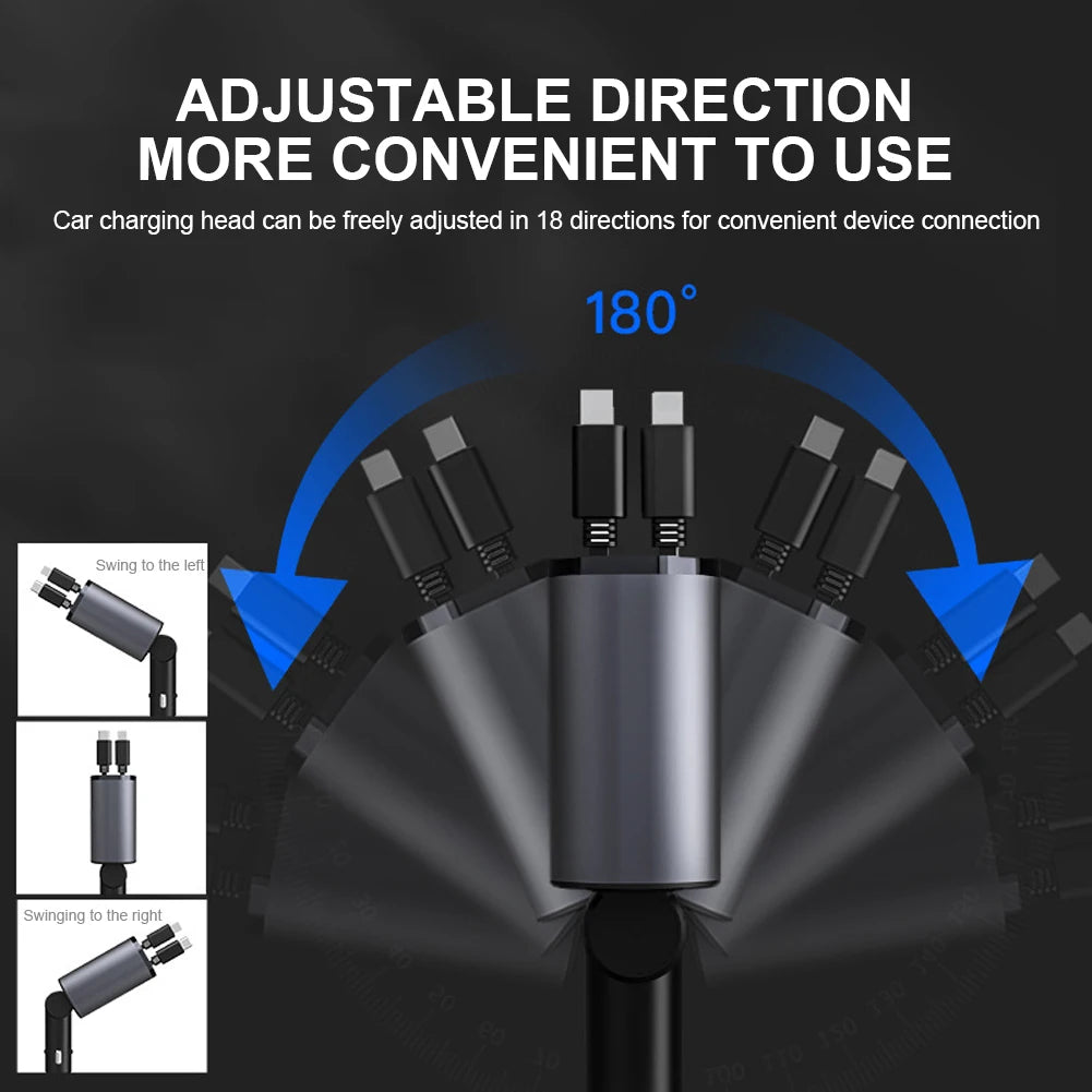 60W 4 IN 1 Retractable Car Charger