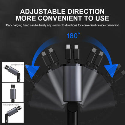 60W 4 IN 1 Retractable Car Charger