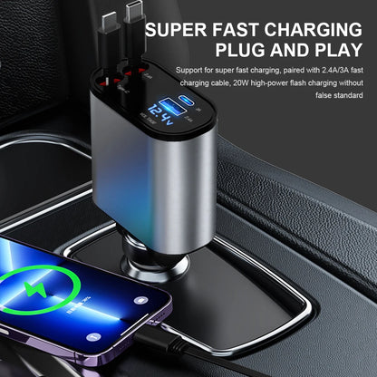 60W 4 IN 1 Retractable Car Charger